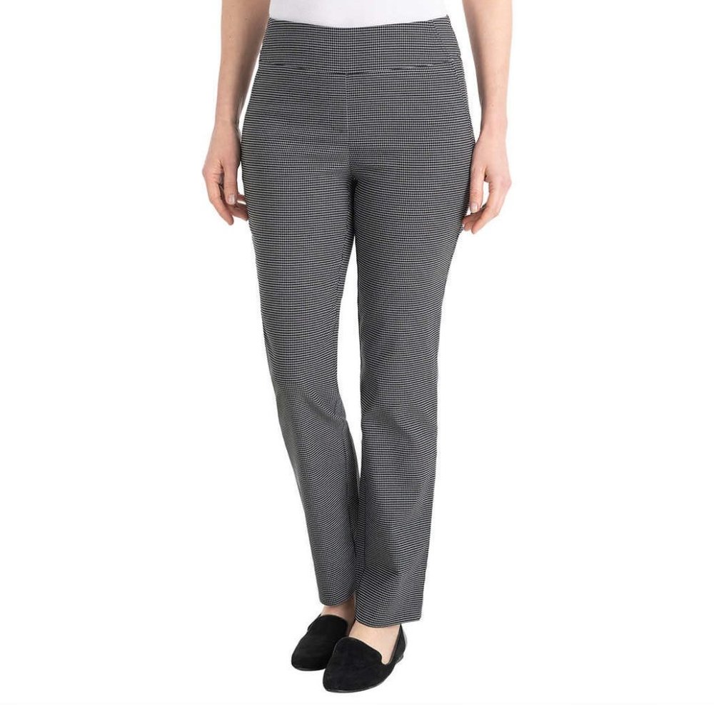 Hilary Radley Pull-on Pants -Black & White Plaid S